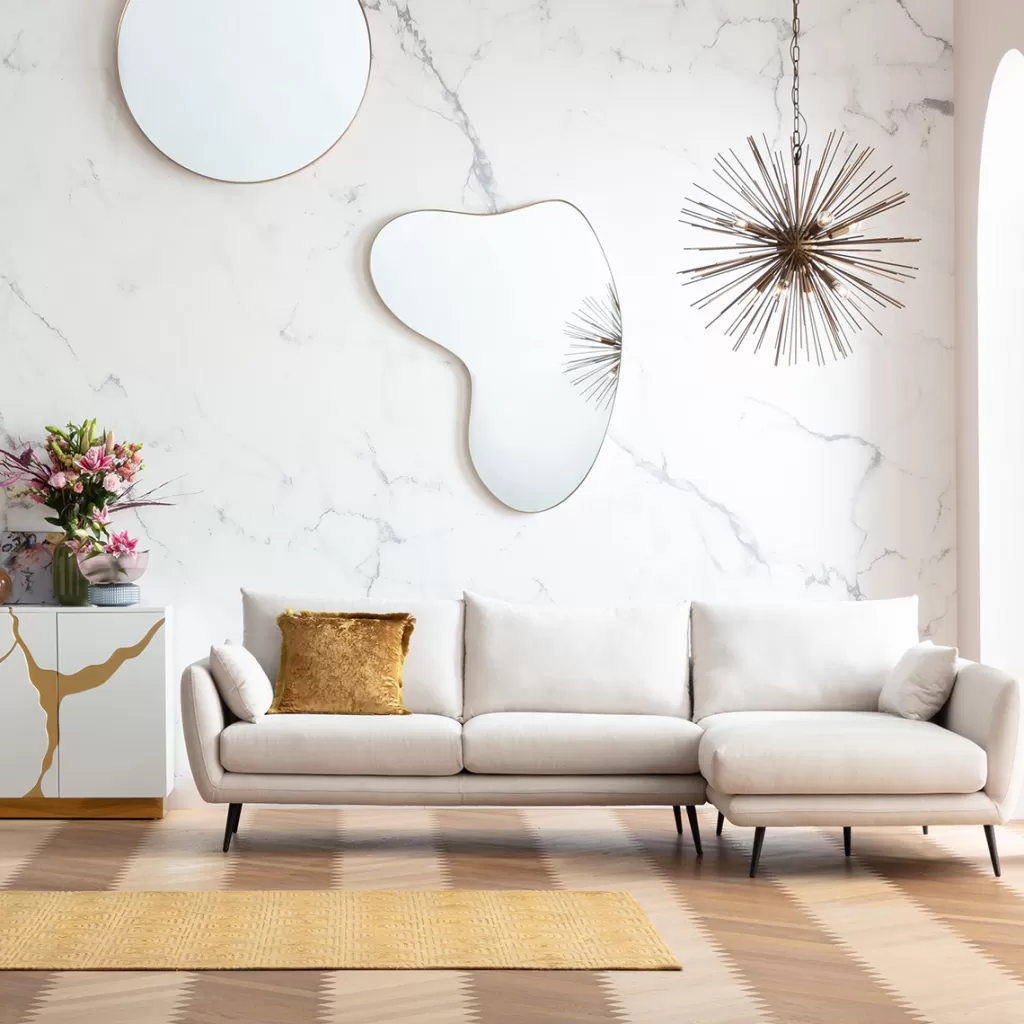 Kulmasohvat>KARE Design Amalfi Kulmasohva - Kermanvärinen, Oikea 275cm