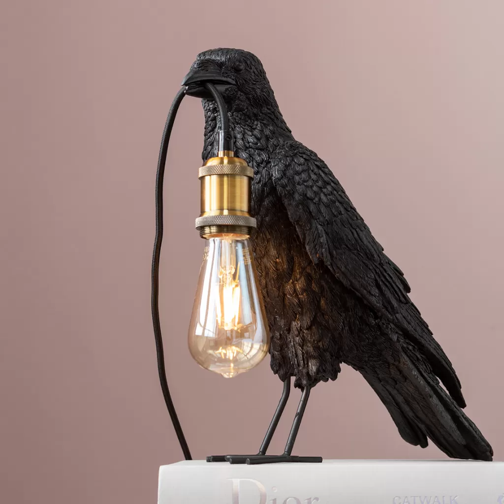 Pöytävalaisimet>KARE Design Animal Crow Varis Pöytävalaisin, Matta Musta 34cm