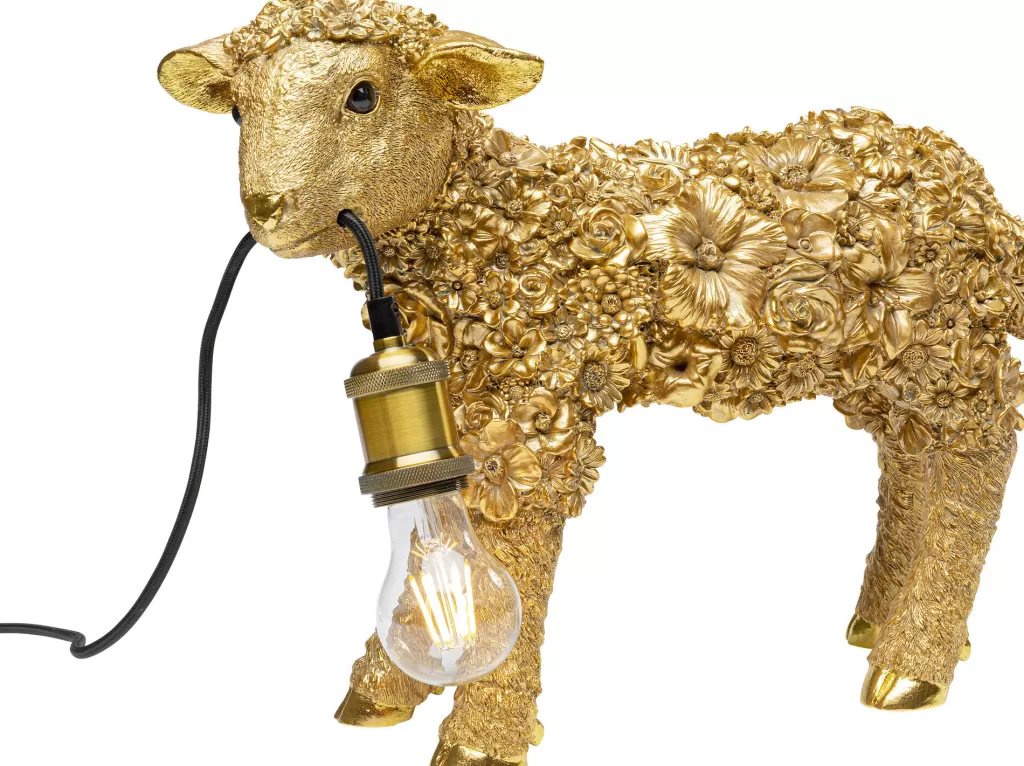 Pöytävalaisimet>KARE Design Animal Flower Sheep Lammas Pöytävalaisin, Kulta 36cm