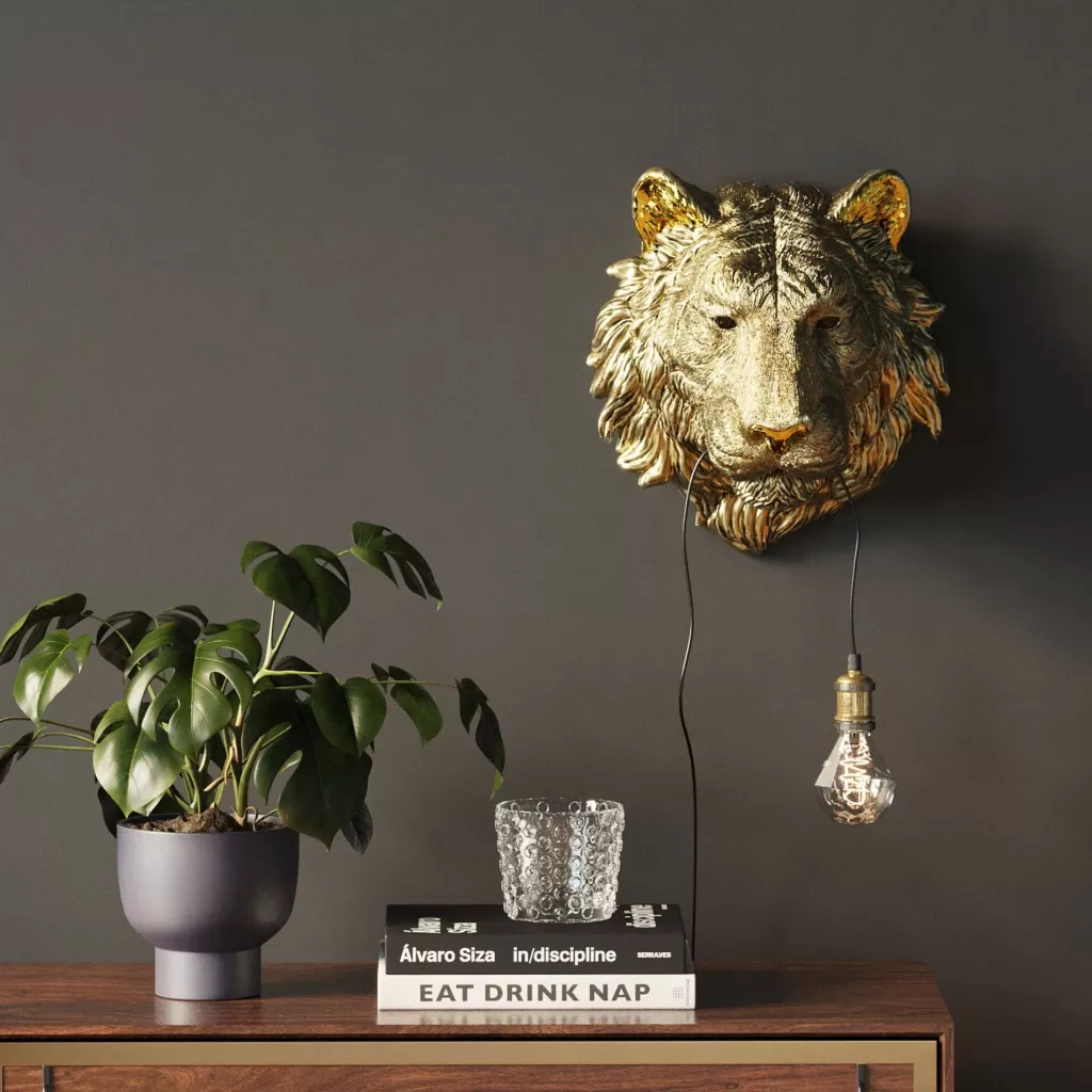 Seinävalaisimet>KARE Design Animal Tiger Head Leijonan Pää Seinävalaisin 34cm