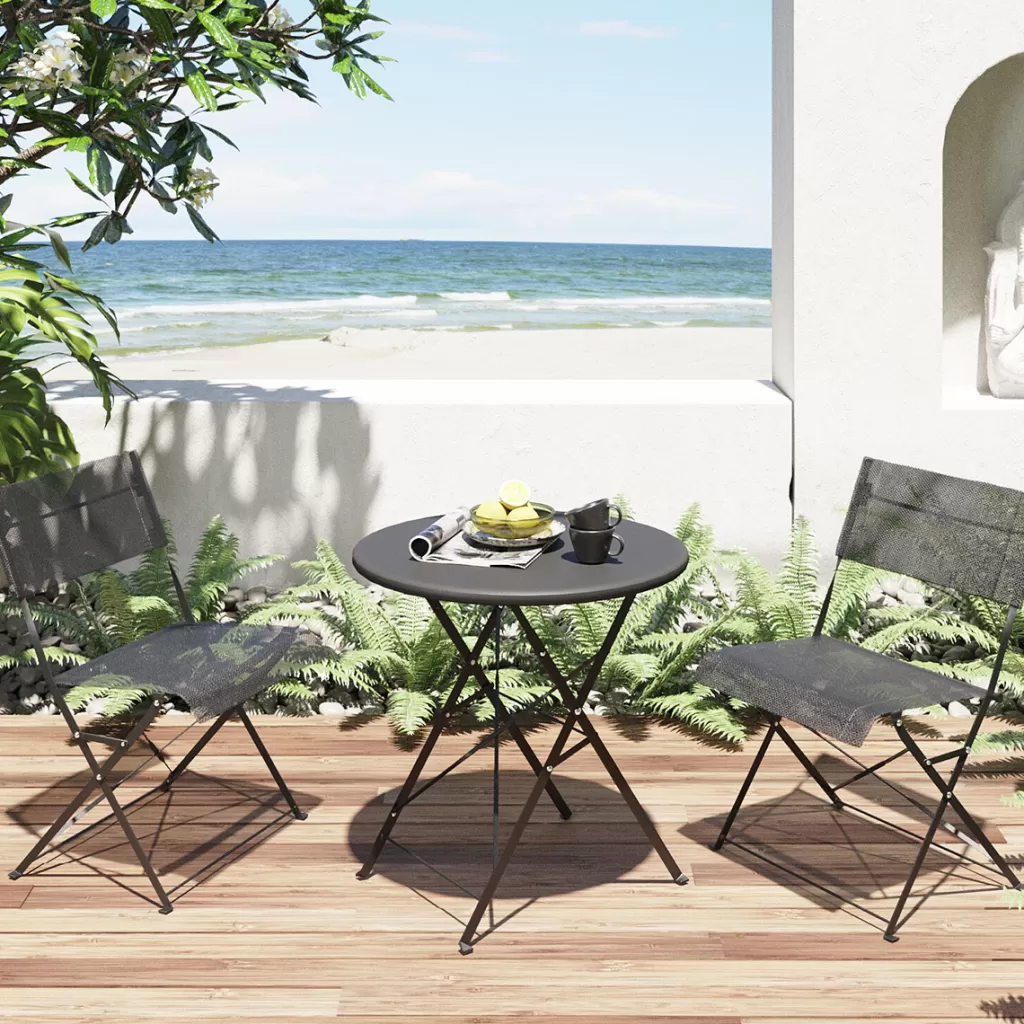 Tuolit | Pöydät>KARE Design Balcony Pöytä + 2 Tuolia Musta Ulkokaluste (3/osaa)