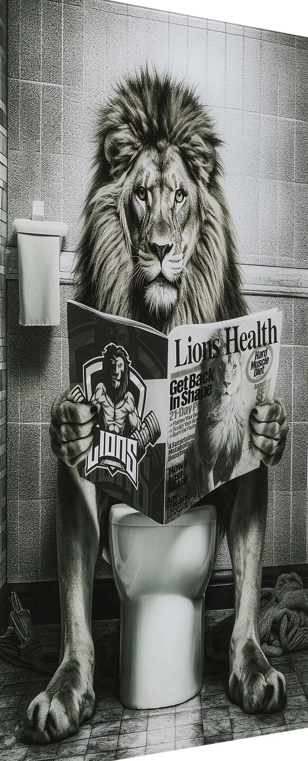 Taulut | Olohuone>KARE Design Bath Lion Leijona Lasitaulu 60x80cm