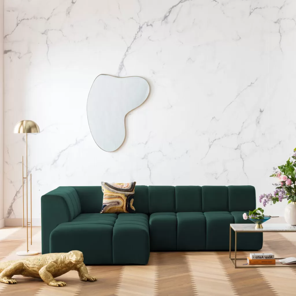 Kulmasohvat>KARE Design Belami Kulmasohva - Samettia, Tummanvihreä, Vasen 265cm