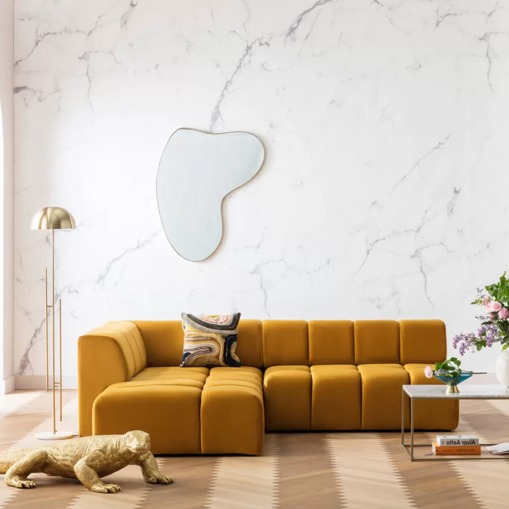 Olohuone | Kulmasohvat>KARE Design Belami Velvet Kulmasohva - Samettia, Meripihka, Vasen