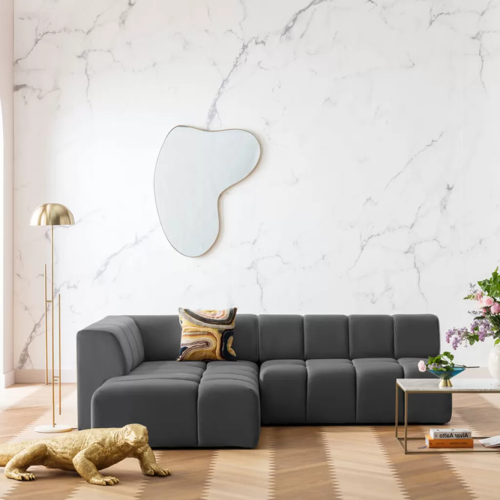 Kulmasohvat>KARE Design Belami Velvet Kulmasohva -samettia, Harmaa, Vasen