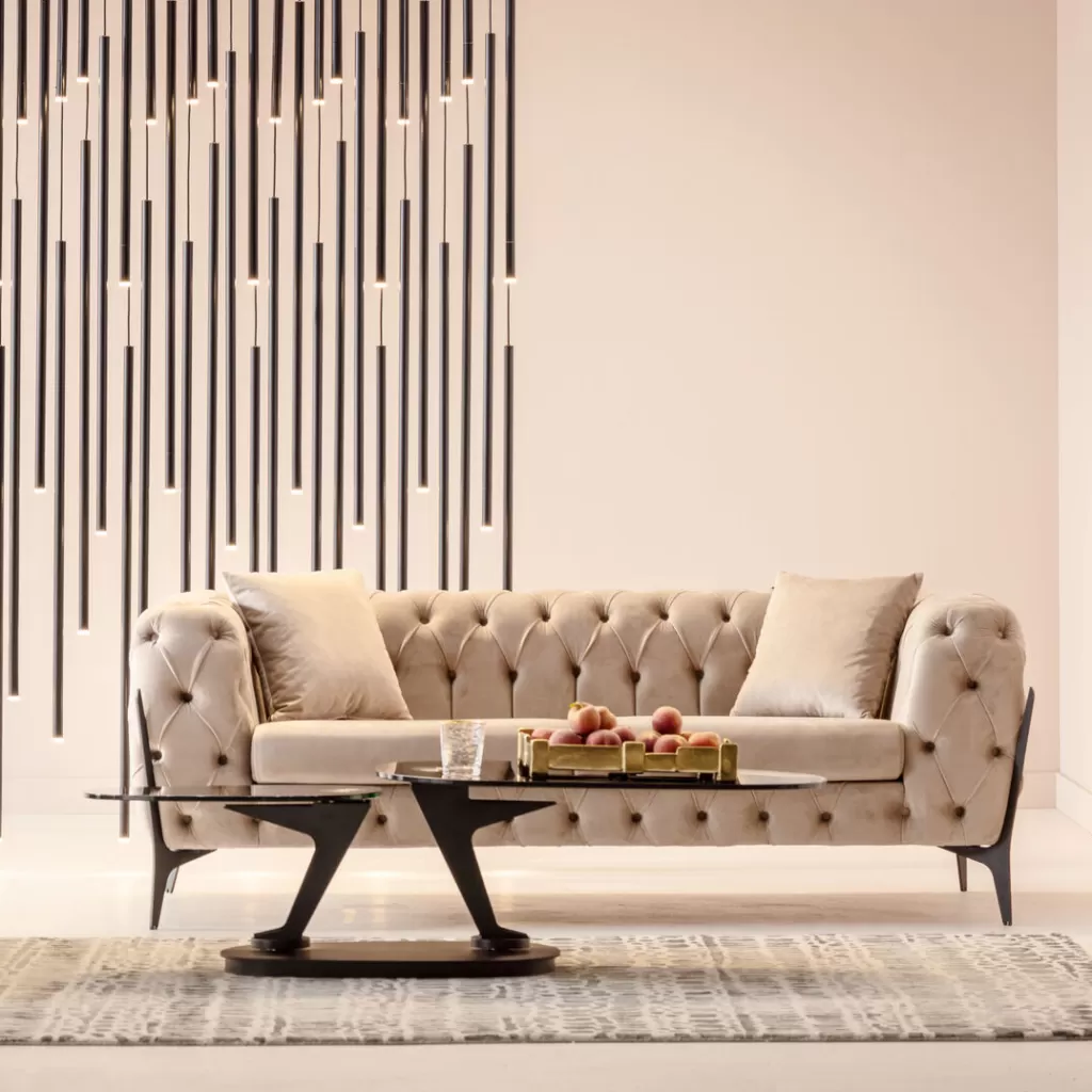 Sohvat>KARE Design Bellissima Sohva 2-istuttava - Sametti, Beige 200cm