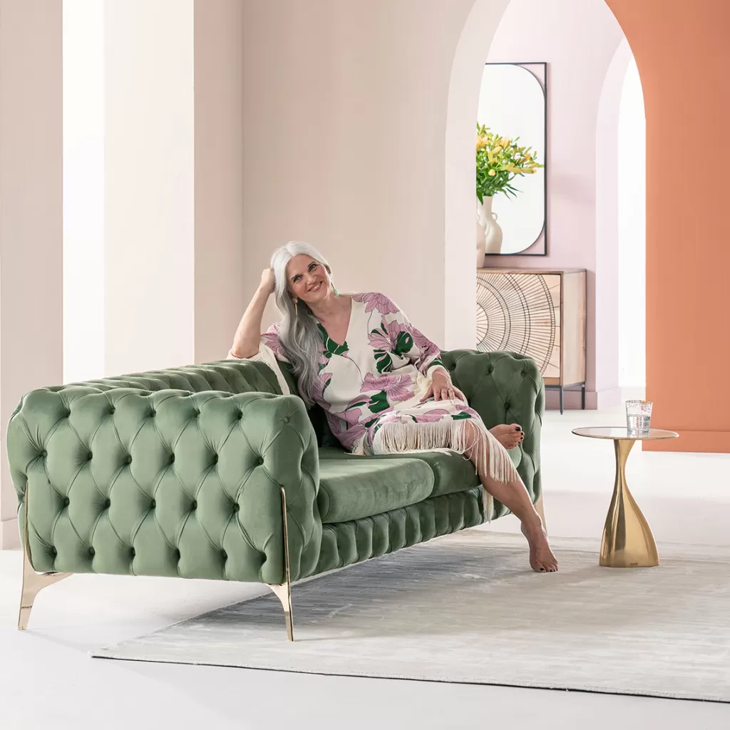 Sohvat | Olohuone>KARE Design Bellissima Sohva 2-istuttava - Sametti, Vihreä 200cm