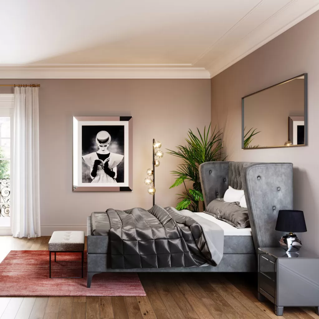 Sängyt>KARE Design Benito Moon Grey Säbnky Harmaa 180x200cm