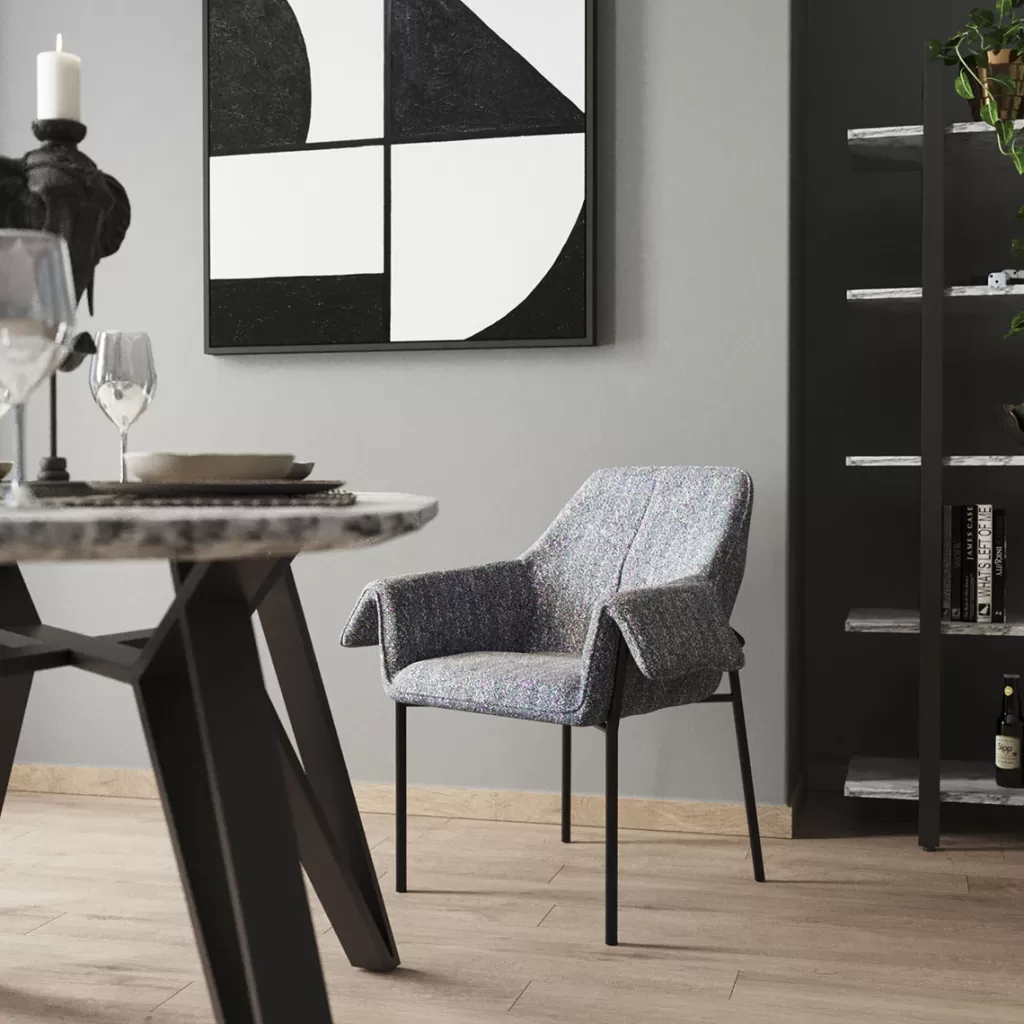 Tuolit>KARE Design Bess Flitter Tuoli Käsinojilla, Harmaa