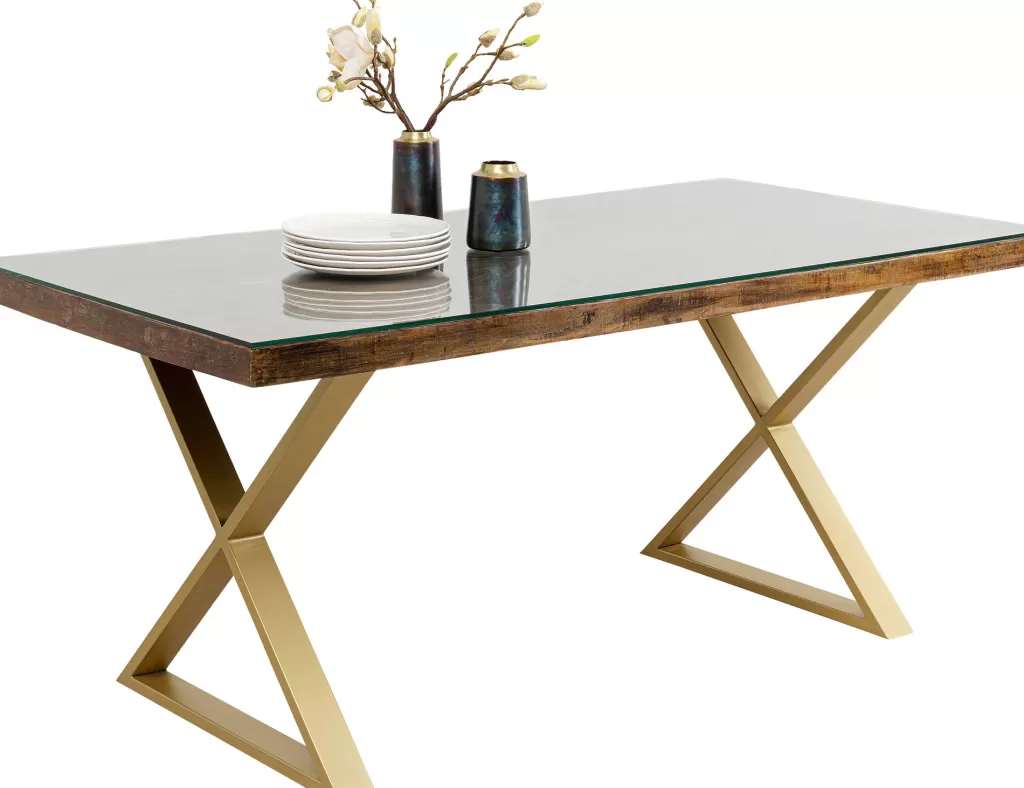 Pöydät>KARE Design Conley Ruokapöytä - Ristikkojalka, Messinki 180x90cm