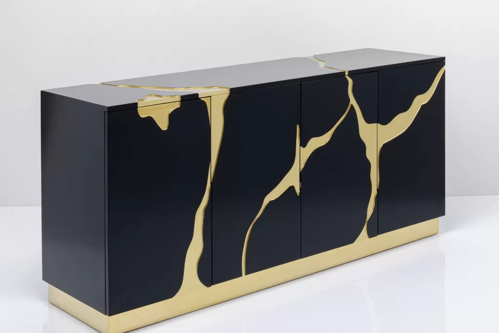 Senkit | Lipastot>KARE Design Cracked Senkki - Musta, Kulta 165x80cm