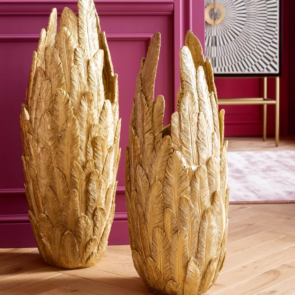 Maljakot>KARE Design Feathers Gold Maljakko 80cm