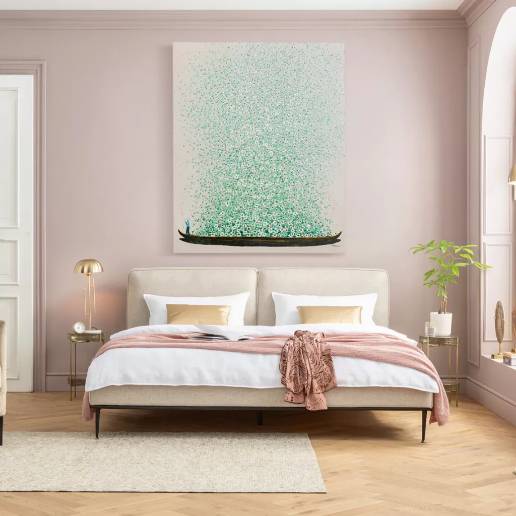 Taulut | Olohuone>KARE Design Flower Boat Canvas Taulu - Beige, Vihreä 120x160cm