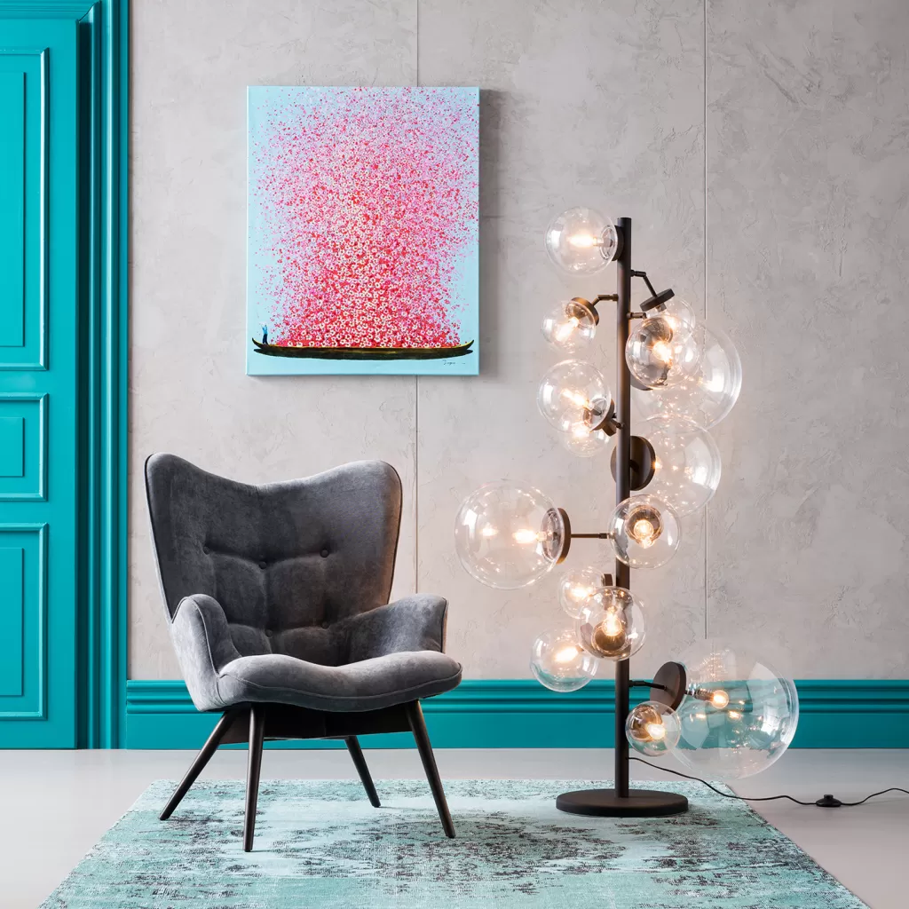 Taulut | Olohuone>KARE Design Flower Boat Taulu, Sininen-pinkki 80x100cm