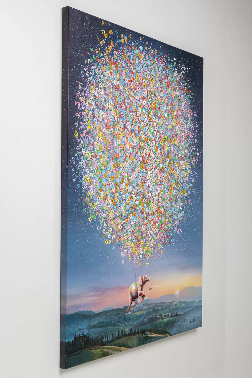 Taulut | Olohuone>KARE Design Flying Elephant At Night, Elefantti Canvas Taulu, 120x160cm