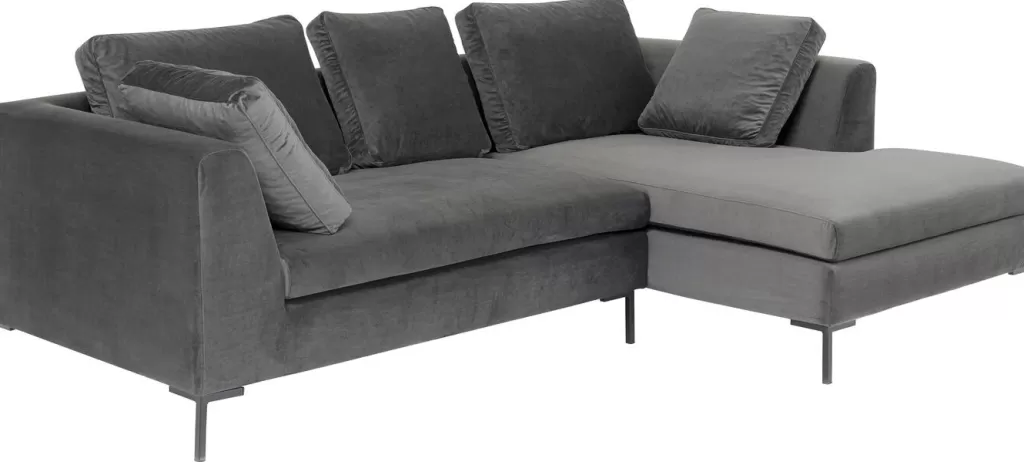 Olohuone | Kulmasohvat>KARE Design Gianni Small Kulmasohva - Samettia, Harmaa, Oikea