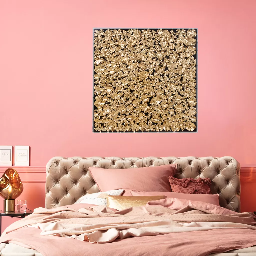 Seinäkoristeet>KARE Design Gold Leaf Seinäkoriste, Taulu, Kulta 120x120cm