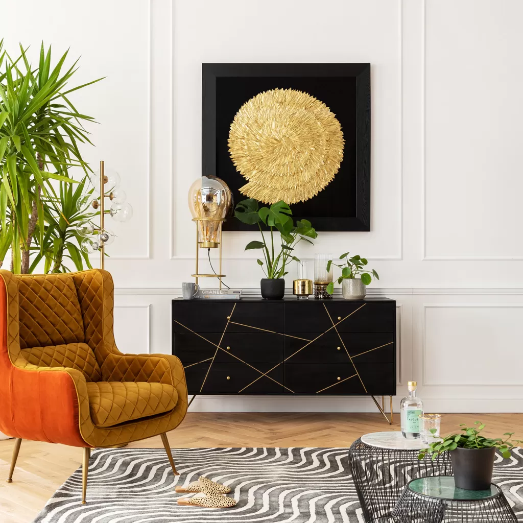 Seinäkoristeet>KARE Design Golden Snail Etana Seinä-koriste, Taulu, Kulta 120x120cm