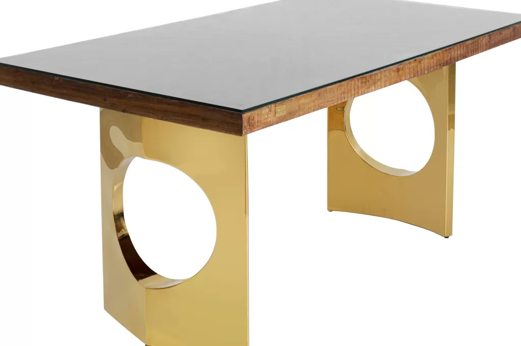 Pöydät>KARE Design Harmony Oho Conley, Kulta, Kierrätyspuu Mango, Lasi 180x90cm