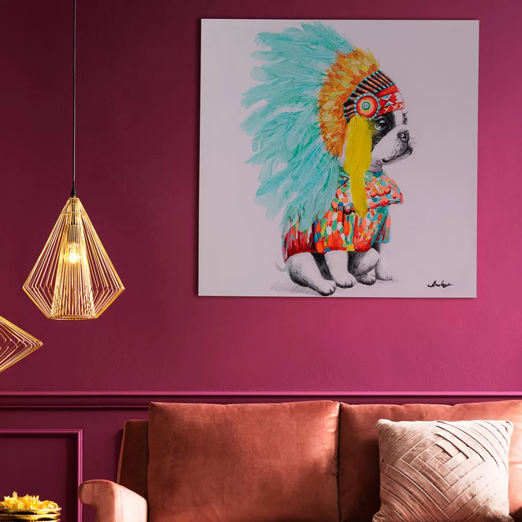 Taulut | Olohuone>KARE Design Headdress Dog Koira Canvastaulu 80x80cm