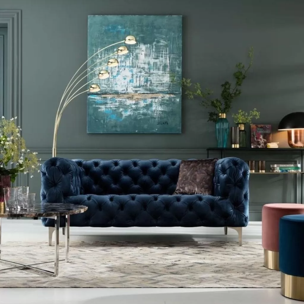 Sohvat | Olohuone>KARE Design Look Sohva 2-istuttava,samettia, Sininen