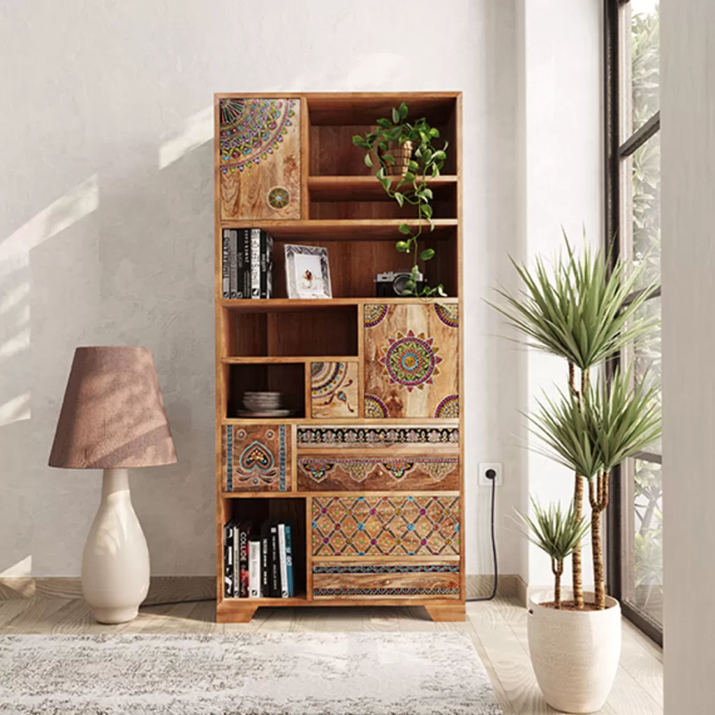 Olohuone | Hyllyt>KARE Design Menorca Kirjahylly Massiivi Mangopuu 90x193cm
