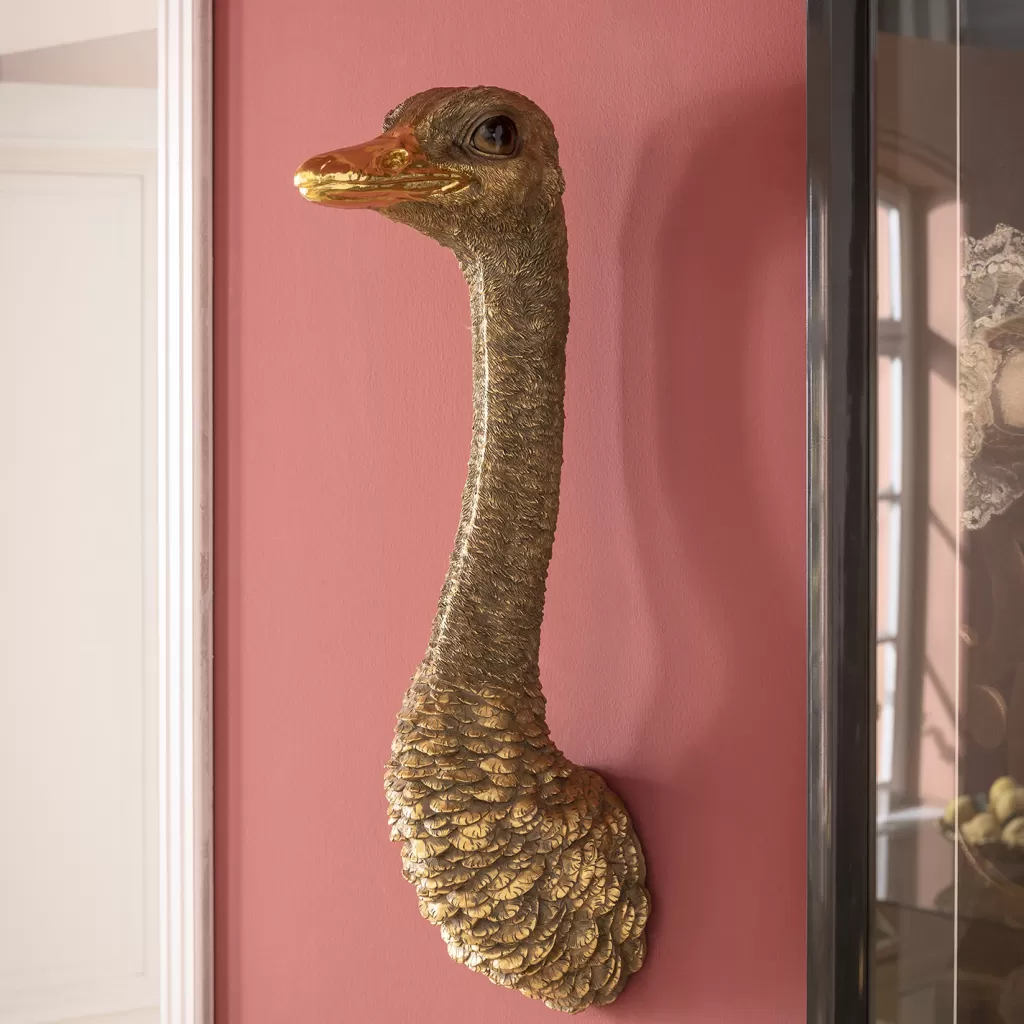 Seinäkoristeet>KARE Design Ostrich Strutsi Seinäkoriste, Kulta 19x72cm
