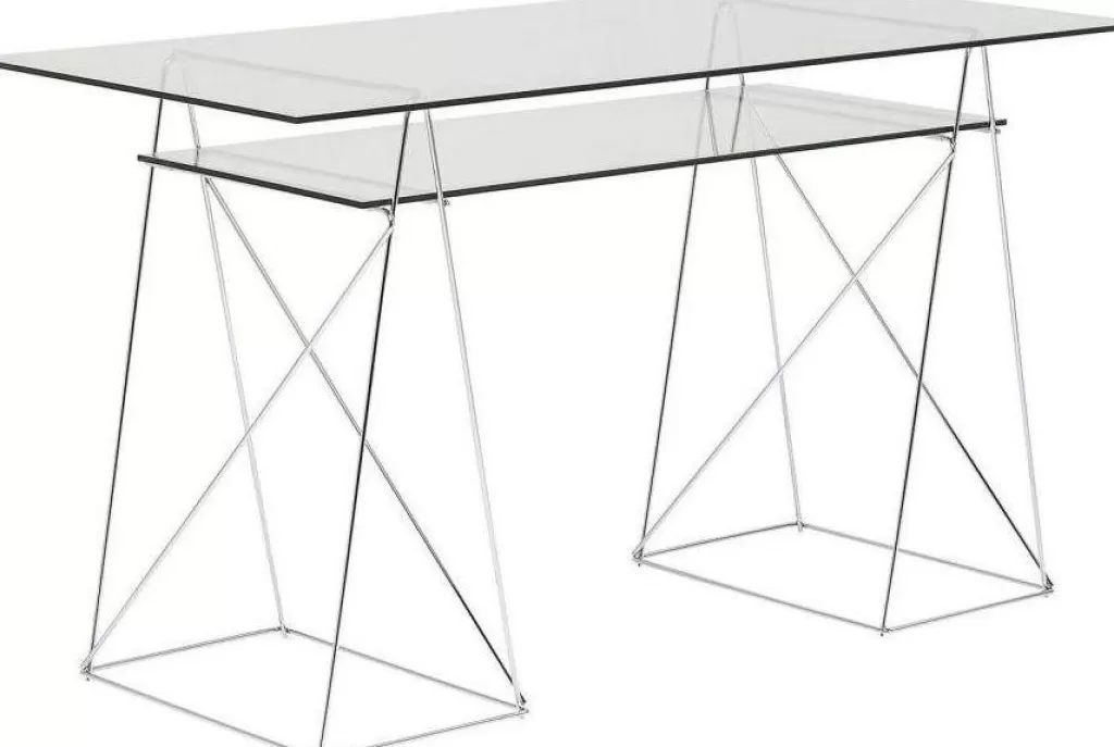 Työpöydät>KARE Design Polar Työpöytä, Toimistopöytä - Kromi, 8mm Temperoitu Lasi