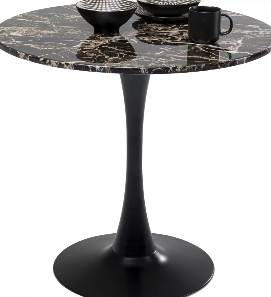 Pöydät>KARE Design Schickeria Pyöreä Pöytä - Marmorikuvioitu, Musta Ø80cm