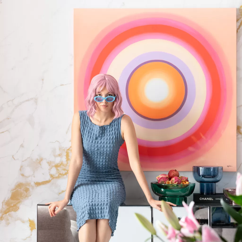 Taulut | Olohuone>KARE Design Tendency Circle Pink Canvas Taulu 120x120cm