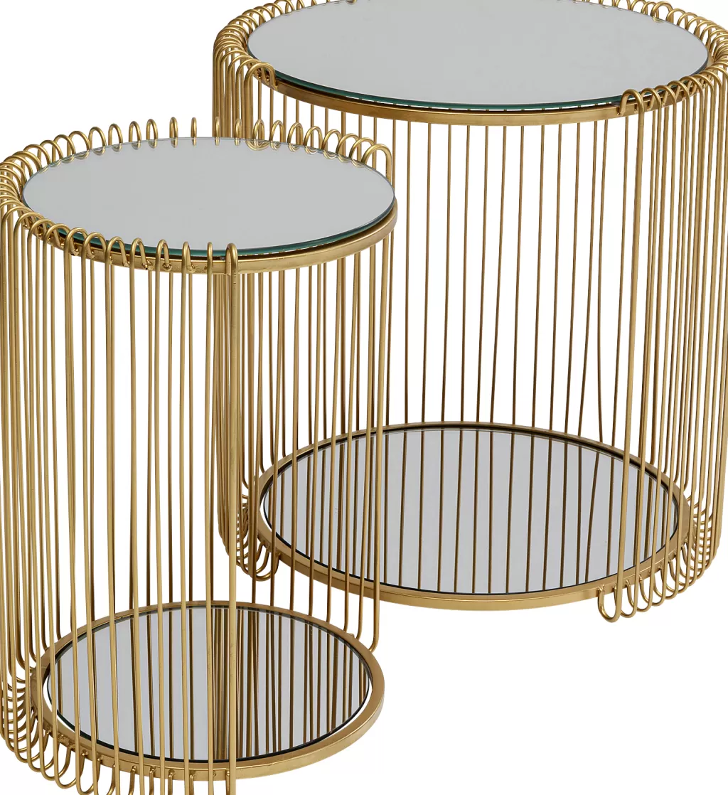 Sohvapöydät | Olohuone>KARE Design Wire Double Sivupöytä, Messinki (2/Setti)