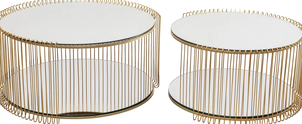 Sohvapöydät | Olohuone>KARE Design Wire Double Sohvapöytä, Messinki (2/Setti)
