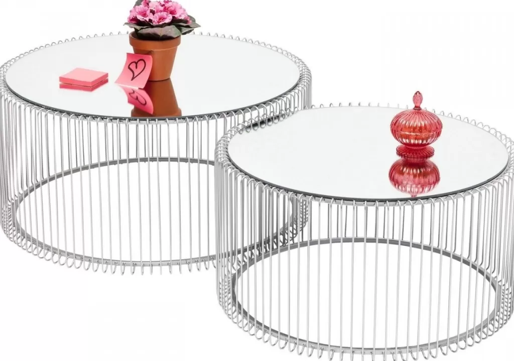 Sohvapöydät>KARE Design Wire Sohvapöytä Hopea (2/Setti)