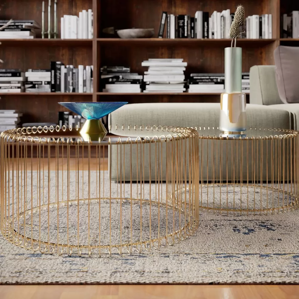Sohvapöydät | Olohuone>KARE Design Wire Sohvapöytä, Messinki (2/Setti)