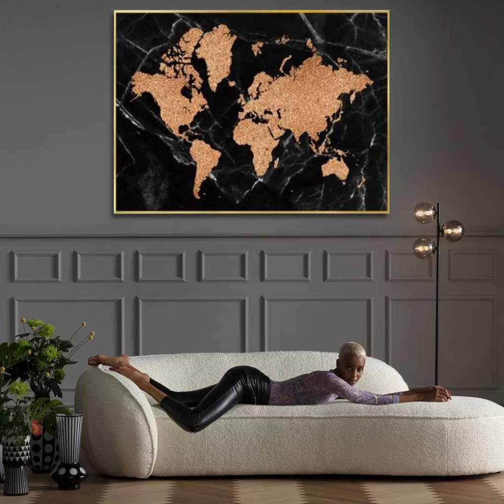Taulut | Olohuone>KARE Design World Map Maailman Kartta, Kehystetty Taulu 150x100cm
